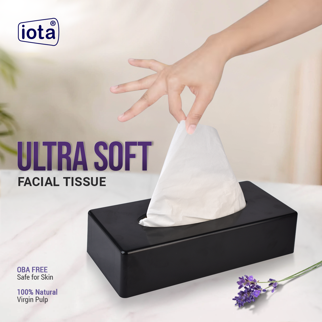 iota Tissue Dispenser Box Including 2 Ply | 100 Pulls | 200 Sheets 100% Natural and Eco-friendly